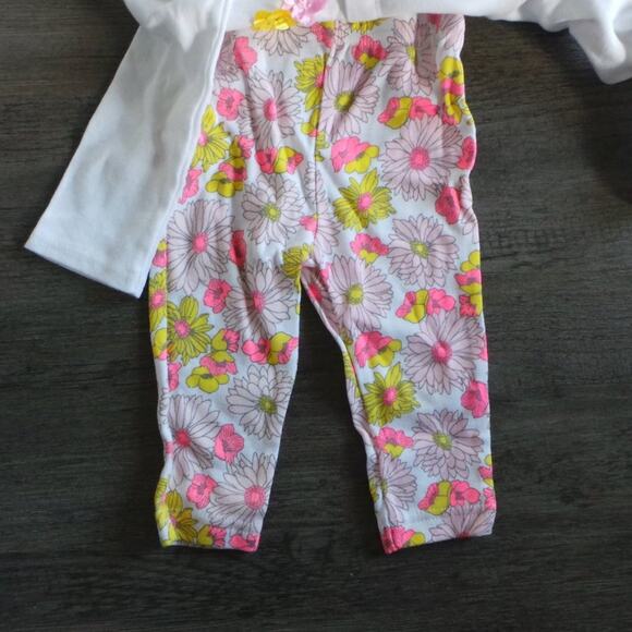 Carter's 3 Piece Outfit Floral Top and Pant Set Pink 6M NWT Pink Yellow Cheerful - Picture 5 of 5